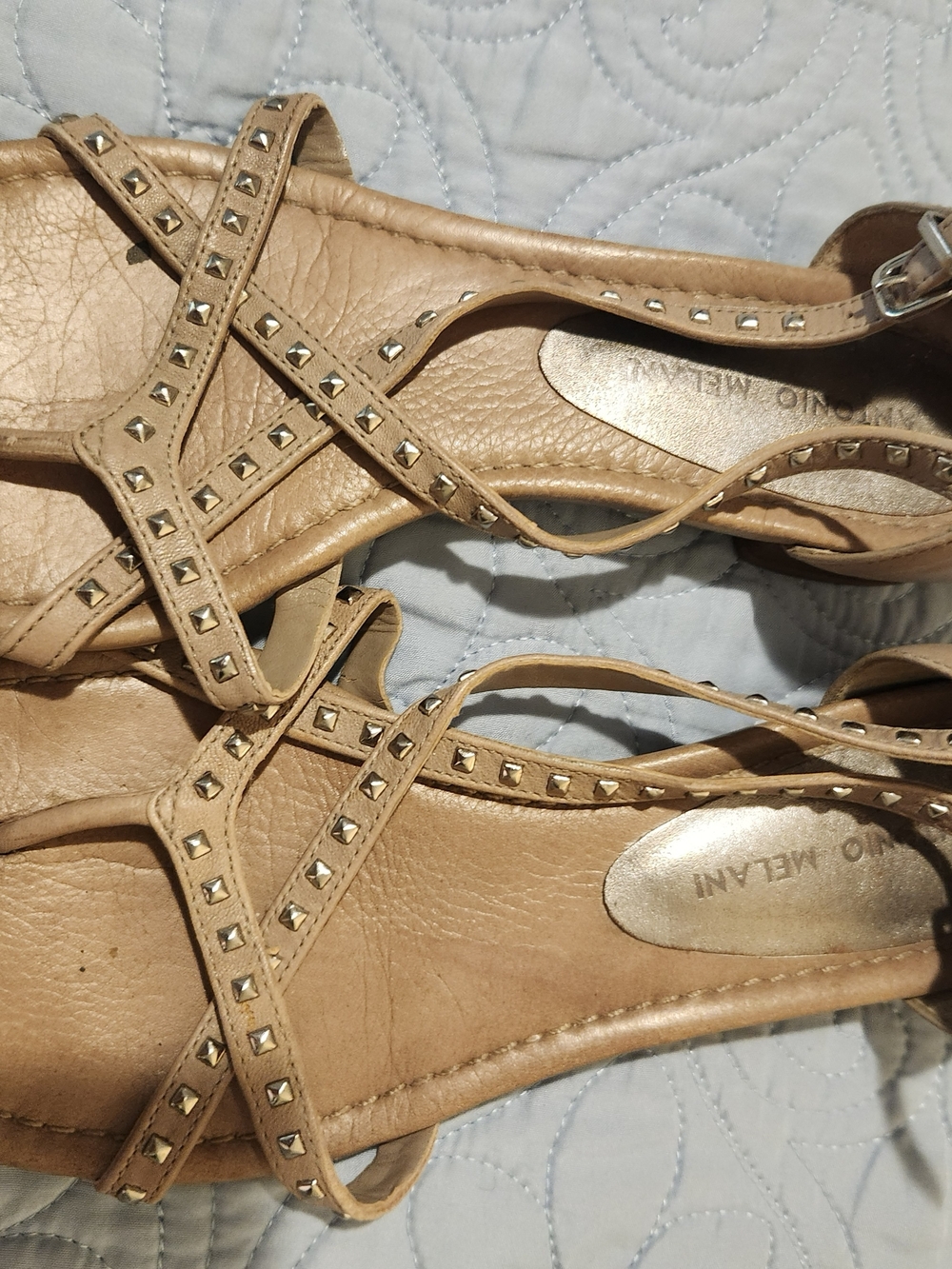 ANTONIO MELANI Tan Studded Strappy Sandals